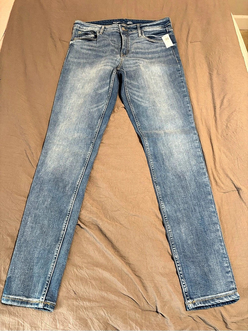 Old Navy Mid-Rise Rockstar Super Skinny Jeans Straight Leg Jeans in Blue Size 12
